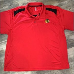 Chicago Blackhawks Team Logo NHL Mens Red with Black Golf Polo Shirt Size 4XL